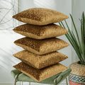 RD TREND® Premium Velvet Cushion Covers Set of 5 | Soft Decorative Throw Pillow Covers for Sofa, Bed & Living Room | Cushion Cover 24 inch x 24 inch (60x60 cm) Golden Brown