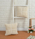 Furnistitchs Premium Decorative Throw Cushion Pillow Cover Boho Home Decor - Living Room Bedroom Couch Sofa Cushion Covers 16 inch x 16 inch (1, Natural White Lines)