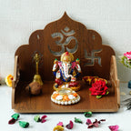 eCraftIndia Om Swastika Kalash Design Wooden Temple for Home Office | Home Temple Pooja Mandir | Small Temple Gift for Diwali Housewarming