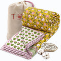 TOAIArt Premium Jaipuri Dohar | AC Blanket Summer Quilt | Hand Block Printed | 3 Layers | Reversible | 150GSM 100% Mulmul Cotton | 100% Cotton Flannel Filling | King 108 X 90 |Pink Floral Pond Kafalo