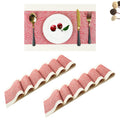 Lellow Woven Vinyl Stylish Washable Dining Table Placemats - (Berry Red, Pack of 12) Kafalo