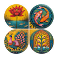 Artvibes Nature & Spiritual Wooden Handcrafted Mdf Wall Hanging | Decorative Wall Art For Bedroom | Home Decoration Items | Gifts For Women And Men (Wh_8459N) - Set Of 4