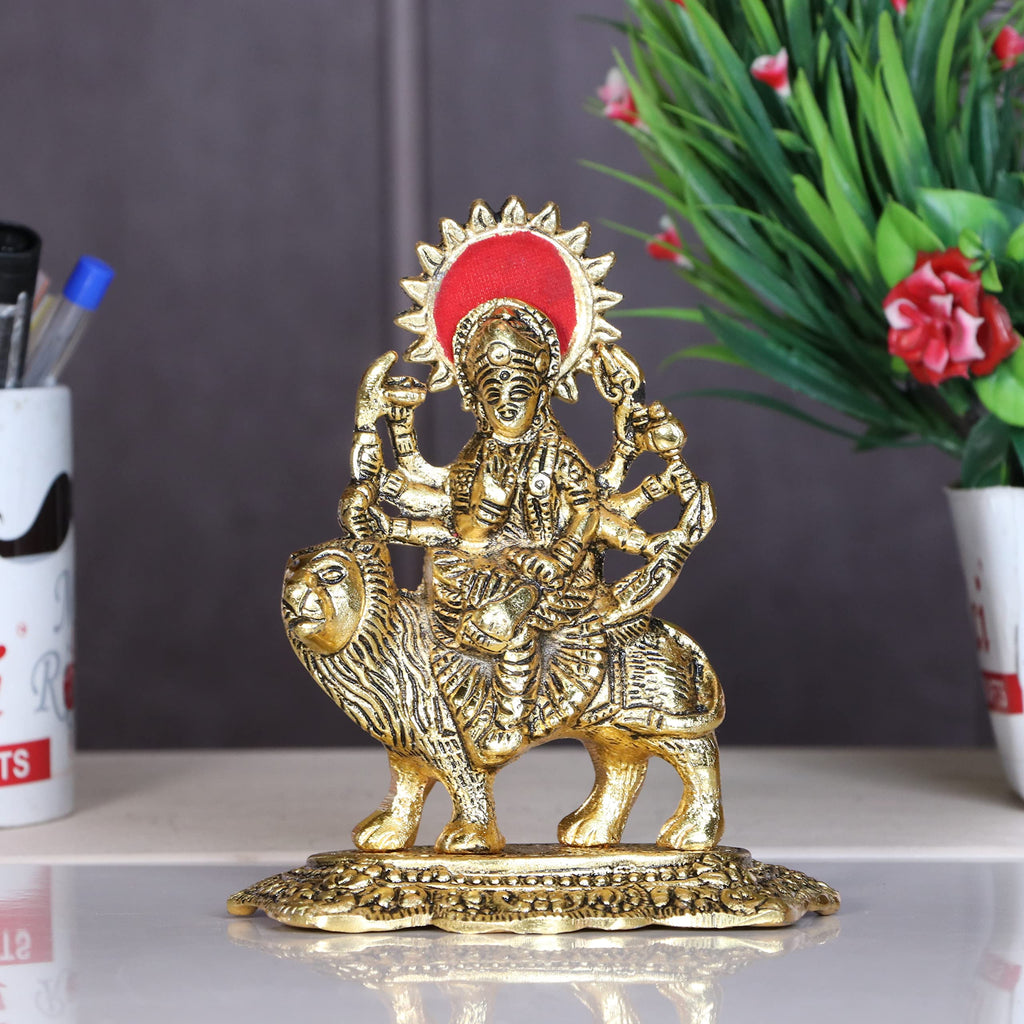 KridayKraft Durga Maa Murti,Shero vali ma Metal Statue for Navratri Pooja,Temple Pooja,Decor Your Home & Office,Religious Idol Gift Article,Showpiece Figurines...