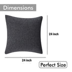 Yellow Weaves Jute Texture Cushion Covers, 24 X 24 Inches, Black, Set of 5, 250 TC