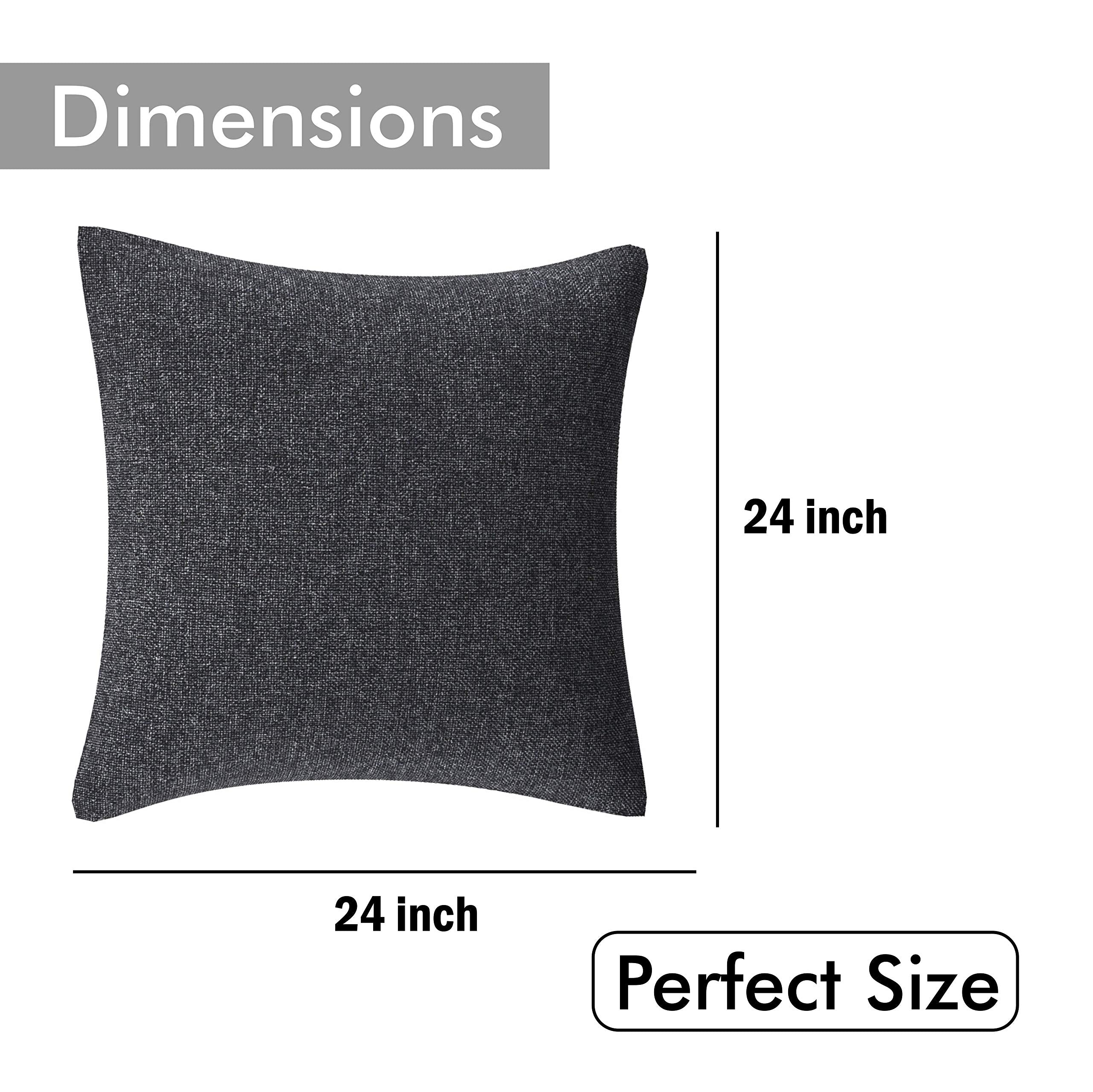 Yellow Weaves Jute Texture Cushion Covers, 24 X 24 Inches, Black, Set of 5, 250 TC