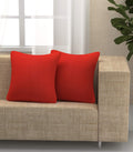 Yellow Weaves Cotton 250 TC Canvas Decorative Cushion Covers, (16 X 16 Inches), Set Of 2, Red