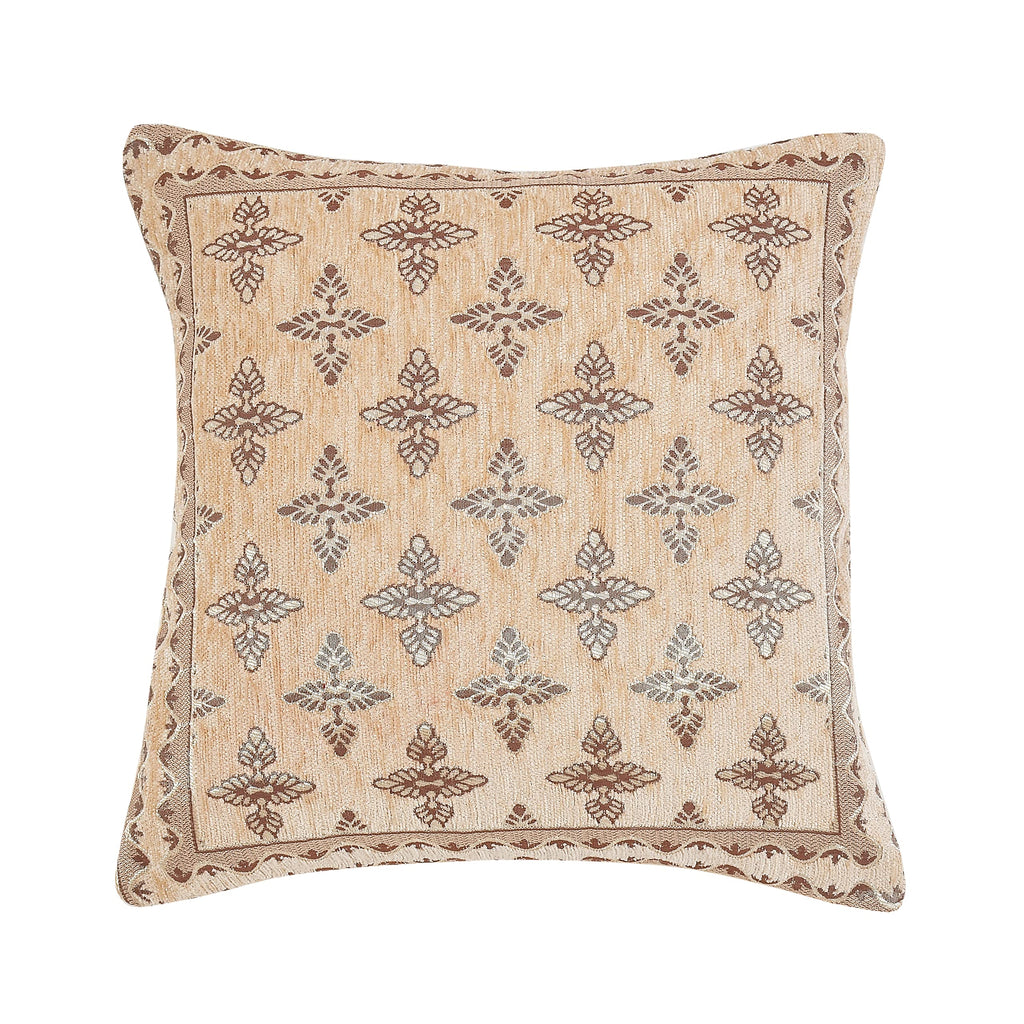 DECOMIZER Jacquard Geomteric Cushion Covers 16 inch x 16 inch Set of 2 Ethnic Motifs Cushion Covers,Design- Plus,Color- Beige