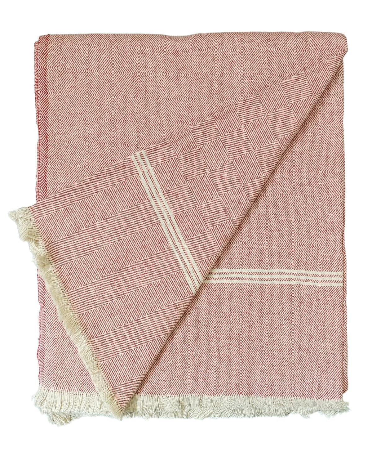 Arvore Bunkaar Plain Pure Handloom Khes - 100% Desi Thick and Heavy Cotton Khes/Summer Blanket/Chadar/Yoga Blanket (Wavy Red) Kafalo