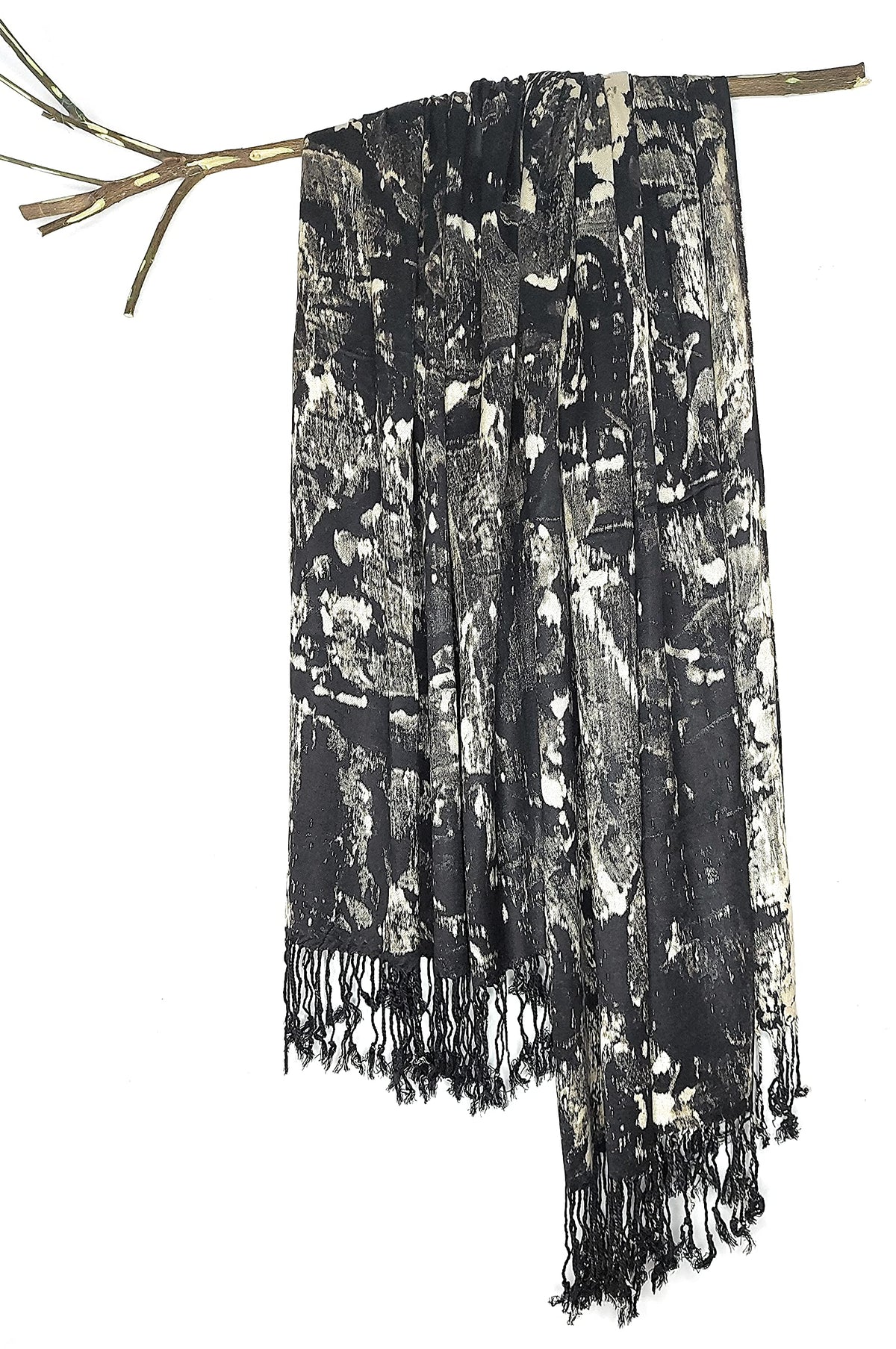 Chandwasia Viscose Satin Finish Scarf Stole | Soft Lightweight Designer Accessory for Men and Women | Summer Collection | Black