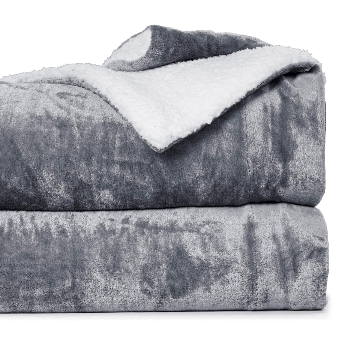 CHANDRAVATI Double Bed Sherpa Blanket | Polyester Micromink Flannel Solid Plain Blanket | Warm, Soft & Comfortable Bedding for Bedroom, Sofa & Travel (Light Grey, Double, 200 TC)