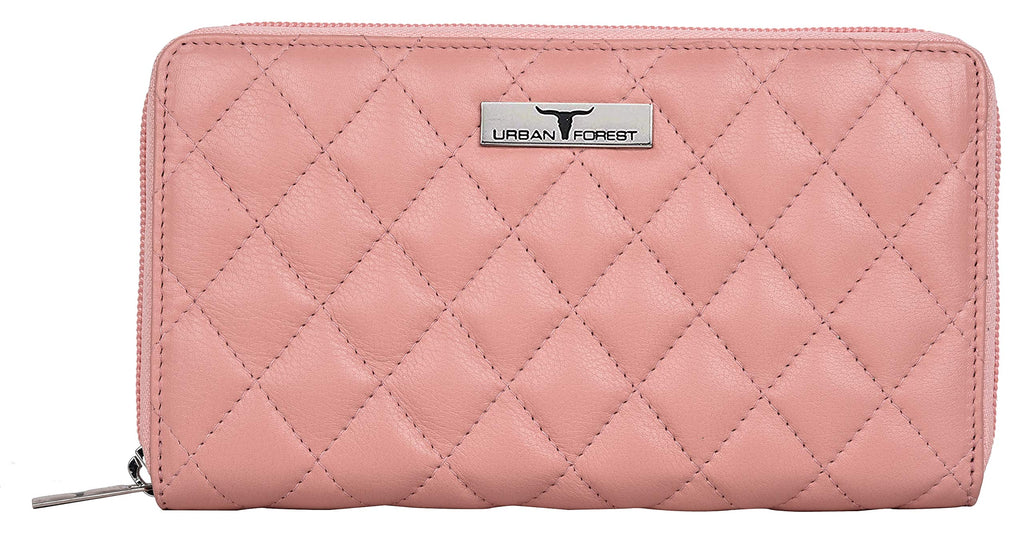 URBAN FOREST Rose Pink Leather Handbag & Leather Wallet Set for Women