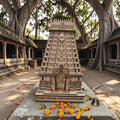 QUEENS CANVAS Marudhamalai Subramaniya Swamy Temple Wooden Decorative Model, Traditional Hindu Temple Architecture Replica -12 Inch Hight