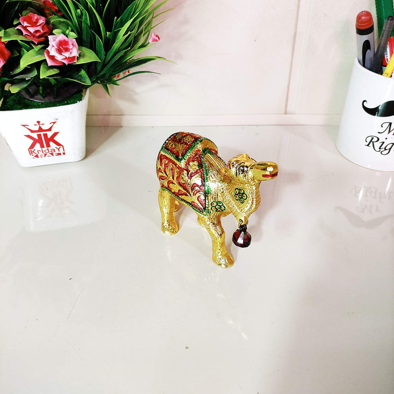 KridayKraft Metal Camel Statue with meenakari Work Handmade Decorative Animal Showpiece for Home,Office