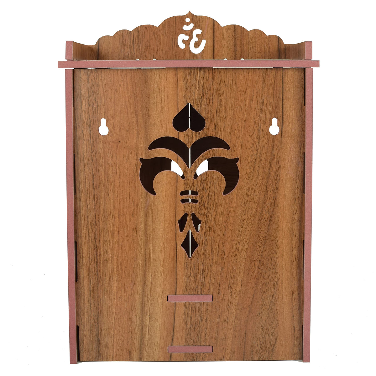 MIDU Pooja Mandir For Home Wall Hanging Mdf Wooden Temple With Door Brand (Wooden), 19 Cm