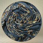 FAHABO Scarf Woman Pleated Cotton Scarves with Embroidery and Tassels | Hijab Scarf | Headscarf | Neck Scarf | Stoles | Wraps (Deep Night Blue -1)