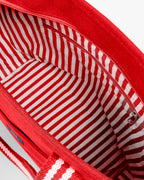 AQVA Signature Cotton Tote Bag for Everyday Use | Premium 100% Cotton Dobby Weave Handbag with Jacquard Handles, Zipper & Lining | Large Shoulder Bag for Travel, Office & Shopping (19x13x6_Red)