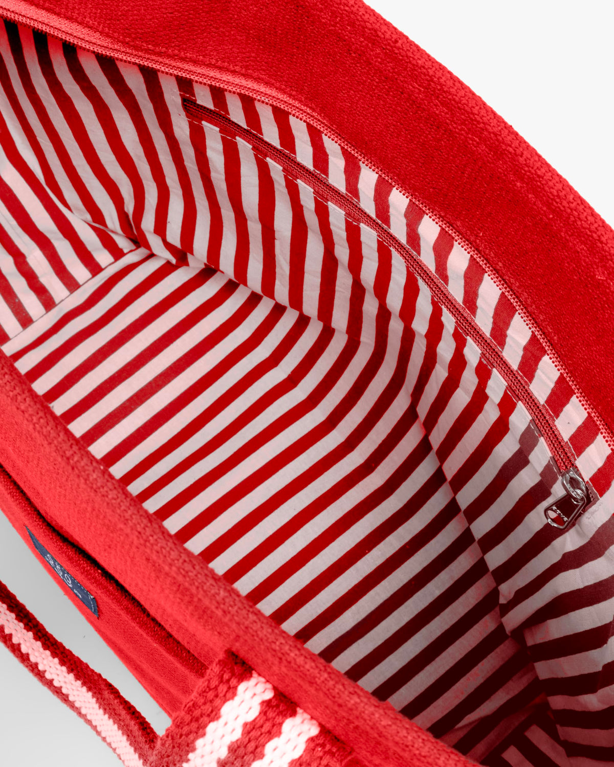 AQVA Signature Cotton Tote Bag for Everyday Use | Premium 100% Cotton Dobby Weave Handbag with Jacquard Handles, Zipper & Lining | Large Shoulder Bag for Travel, Office & Shopping (19x13x6_Red)