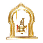 KridayKraft Metal Laddu Gopal Swing Jhula Gold Plated Krishna Jhula palna for Temple,Pooja Room, Decor Your Home,Office & Gift Your Relatives On Wedding,Anniversaries,Birthday.