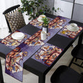 PRAKARTIK BY INDUARTS Bear Pirate Treasure Ship Design Eco-Friendly Cotton Dining Rectangular Table Mat with Runner - Reusable, Machine Washable, Everyday Use Purple & Brown (Set of 4+180 cm Runner) Kafalo
