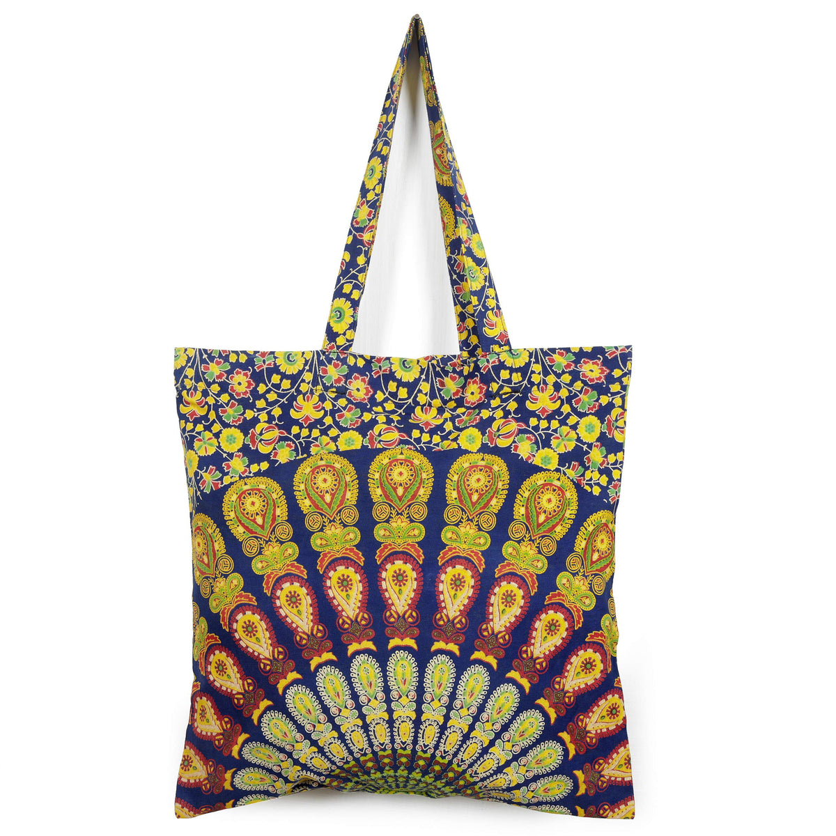Ravaiyaa - Attitude is everything Cotton Shopping Bag Purse Bags Women Tote Shoulder Handbag (Blue Mandala Bag - 19)