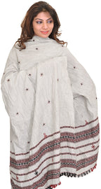 Exotic India Women's Kutch Wool Shawl (SHY72--dawn-blue)