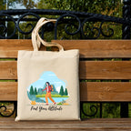 snapiq COTTON 350 GSM Canvas Tote Bag for Women and Girls Thick Fabric with Zipper (Beige, Hike Girl)