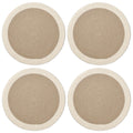 Encasa XO Dining Table Mats, Round Ribbed Cotton, Heat Resistant Beige Kafalo