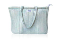 HOUSE OF ORLO Women's Cotton Quilted Aesthetic Western Tote Bags, Waffle Weave Handmade With Zipper And Double Handles For Women & Girls, Daily Use Handbag For College/Travel/Work (White-Blue)