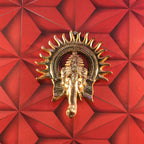 Metal Ganesha ji Statue,Ganpati Wall Hanging Sculpture Lord Ganesh Idol Lucky Feng Shui Wall Decor Your Home, Office,Religious Gift Article (Gold)