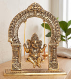 KridayKraft Ganesh ji dori jhula Idol, Ganpati Idol on Swing jhula for Temple Pooja, Ganesh Metal Statue Home, Office & Table Decorative, Religious Showpiece Figurines
