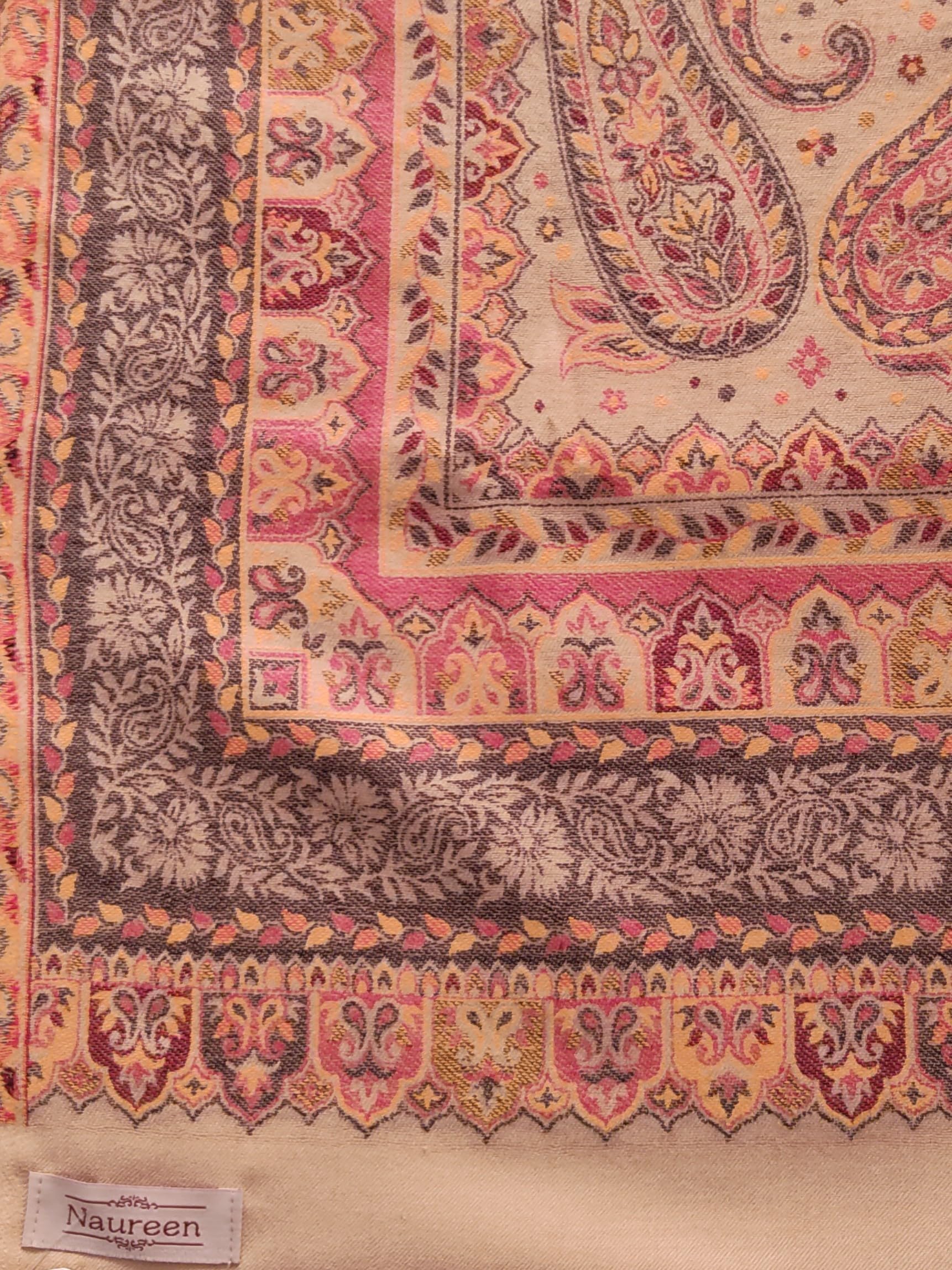 Naureen Women Premium Faux Pashmina Kani Shawl, Warm and Soft, 40x80 inches