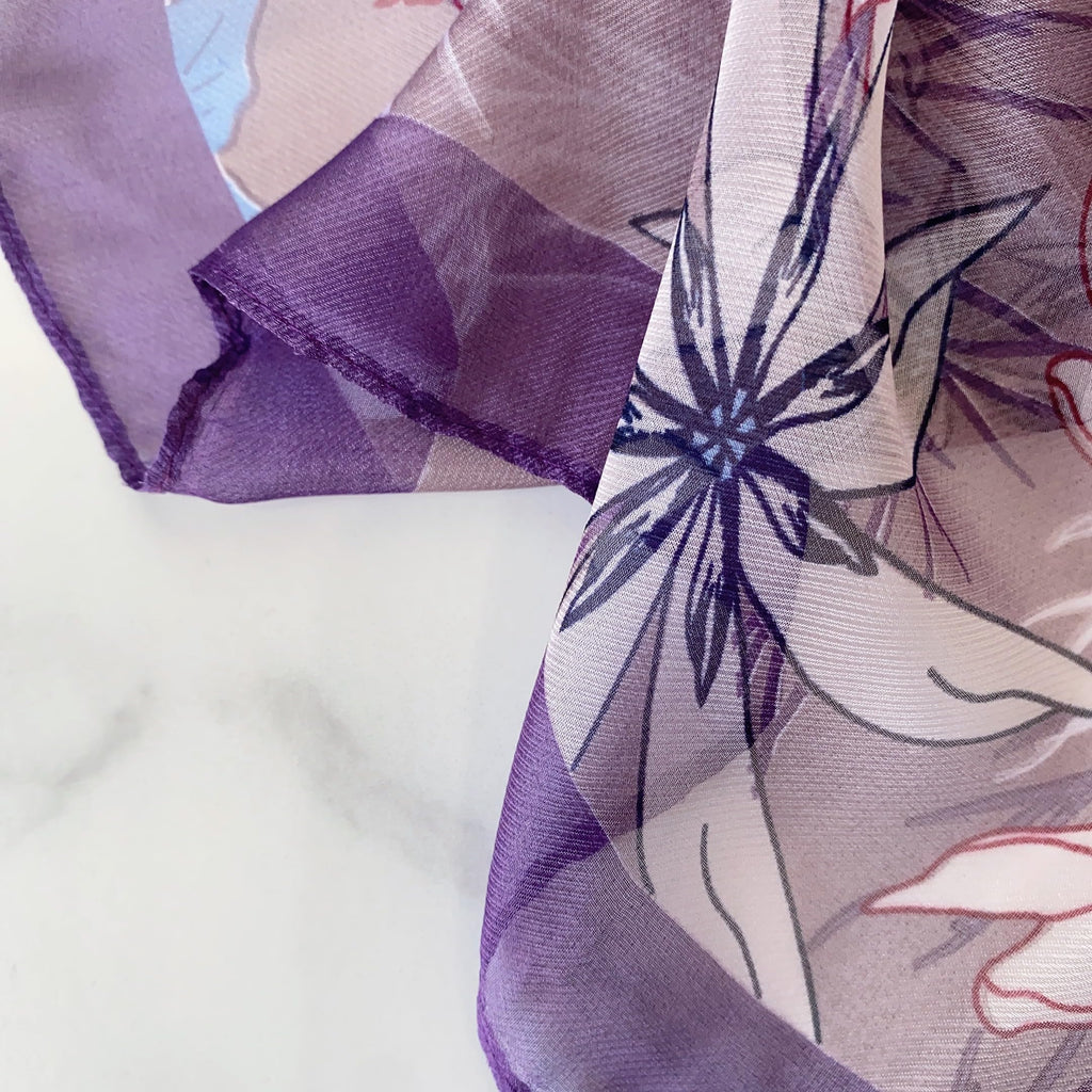 CrossKulture Scarf Stole for Women - 185 x 135 cm Chiffon Scarf with Floral Print | Lightweight Scarf, Soft Stole for Women | Satin Feel Neck Scarf | Women Accessory (Colour8)