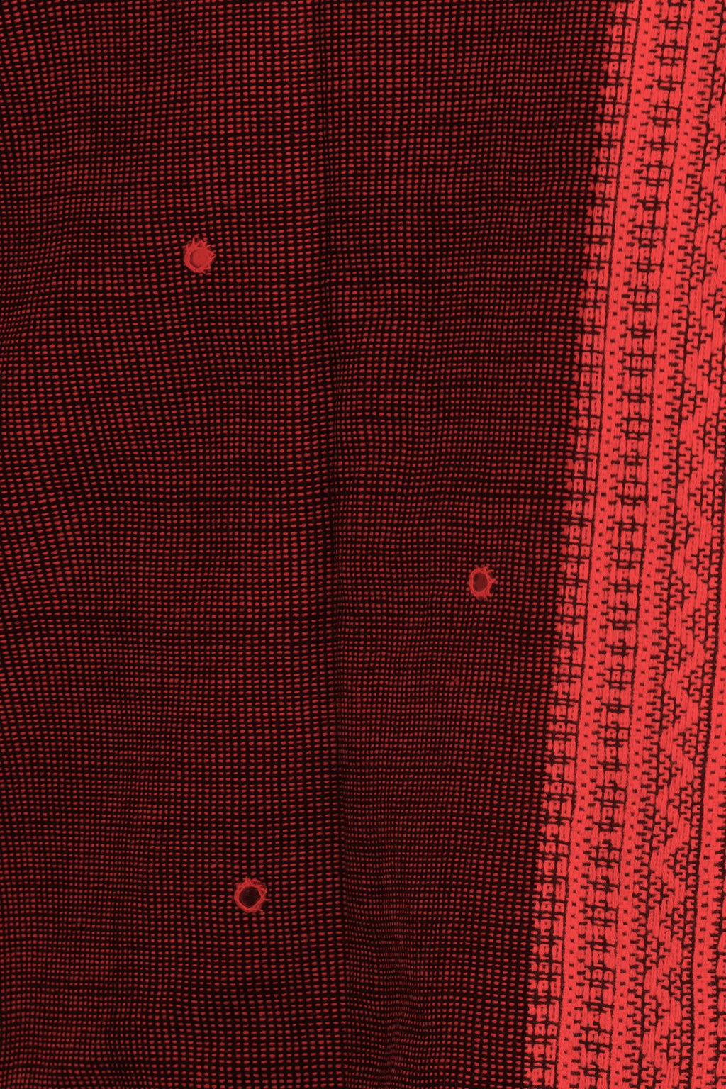 Exotic India Men's Kutch with Woven Border and Embroidered Mirrors Pure Wool Shawl (SWI77--black-and-red)