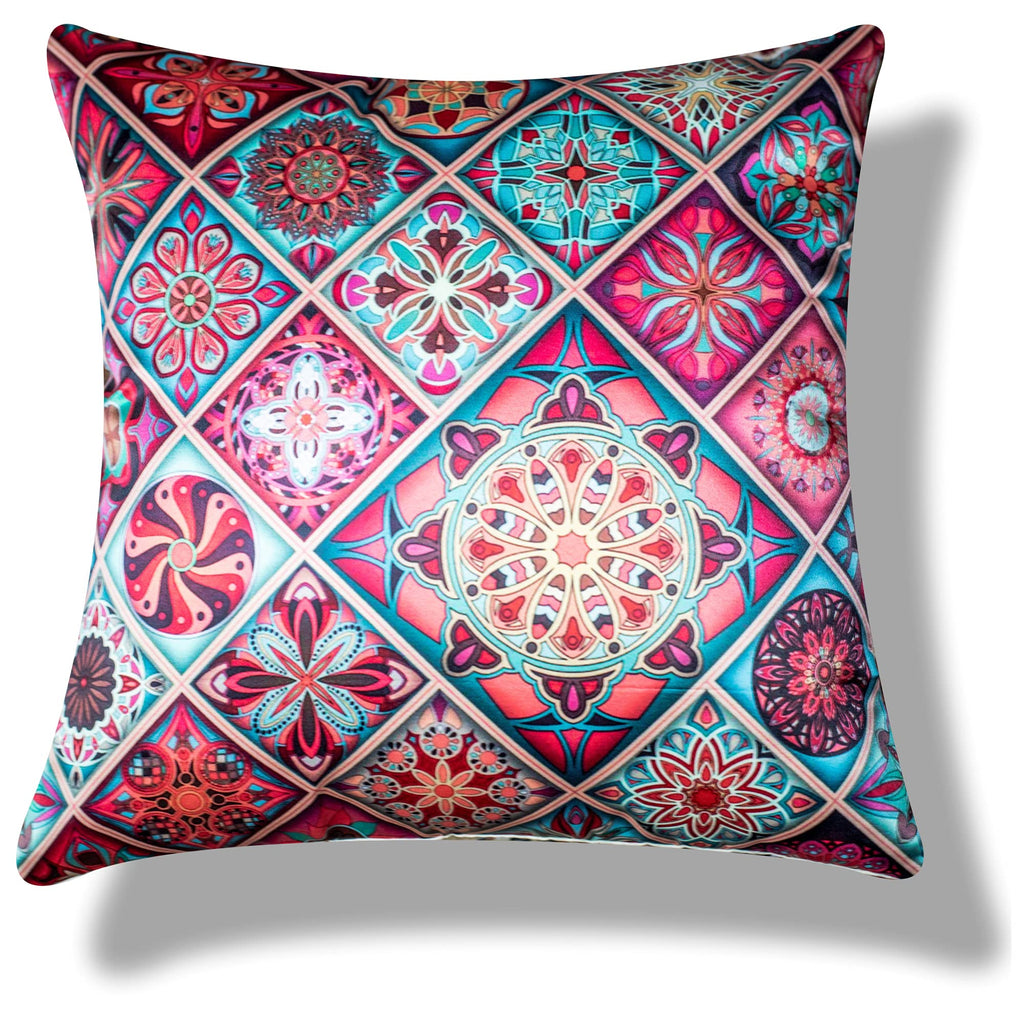 Vendola Merhaba Microfiber Satin 250TC Cushion Pillow Covers, Multicolor, Set of 5(Merhabaaa,24x24 Inches)
