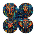 Artvibes Traditional Animal Decorative MDF Wooden Wall Art for Home | Living Room | Office | Wall Art Painting For Hall | Graphic Artwork | Aesthetic Wooden Decor | Ideal Gifts (WH_8468N), Set of 4