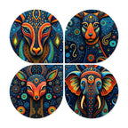 Artvibes Traditional Animal Decorative MDF Wooden Wall Art for Home | Living Room | Office | Wall Art Painting For Hall | Graphic Artwork | Aesthetic Wooden Decor | Ideal Gifts (WH_8468N), Set of 4