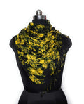 CHANDWASIA Rayon Scarf | Batik Design Stole & Shawl | For Men & Women | Summer Winter Use | Lightweight Draping Accessory | Soft Rayon Fabric | Neck Shoulder Styling | Travel Office Use (Black yellow)