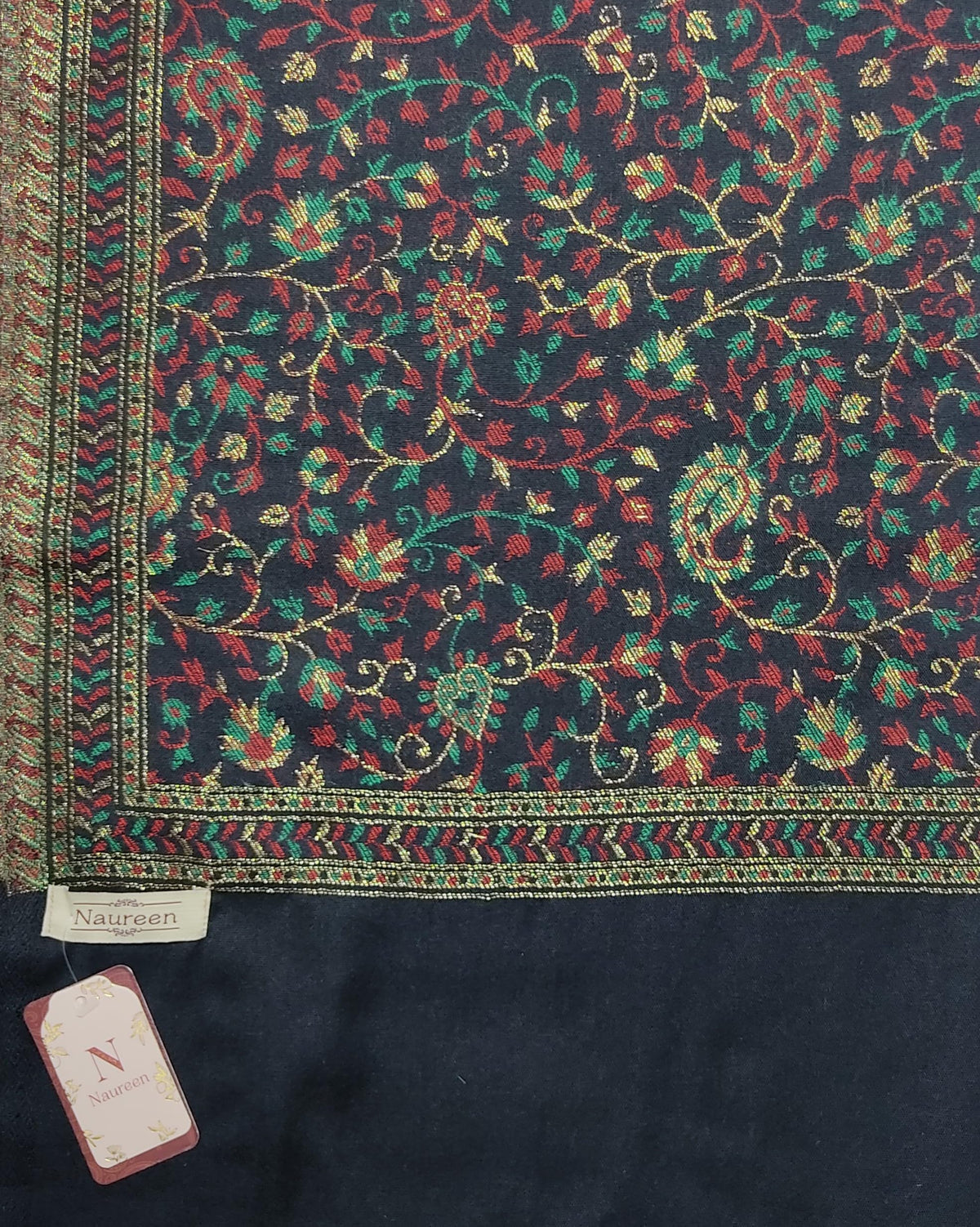Naureen Women Faux Pashmina Kani Stole with Floral Motifs and Zari Accents, Soft and Lightweight, For Summer and Winter, 28x80 inch