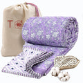 TOAIArt Premium Jaipuri Dohar | AC Blanket Summer Quilt | Hand Block Printed | 3 Layers | Reversible | 150GSM 100% Mulmul Cotton | 100% Cotton Flannel Filling | King 108 X 90 |Lavender Kalamkari Kafalo