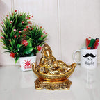 KridayKraft Gold Plated Antiques Finish Nav Ganesha ji for Pooja Room Decorative Showpiece for Home, Office & Table.Exclusive Gifts of Corporate Gift,Diwali,House Warming Gift,Wedding Gifts...