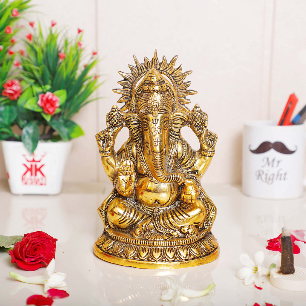 KridayKraft Ganesha Metal Statue,for Temple Pooja,Ganesha Idol Murti Decorative Your Home,Office & Religious Gift Article,Ganpati ji Sculpture Sowpiece Figurine...