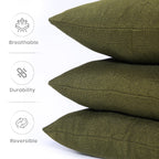 Yellow Weaves Jute Texture Cushion Covers, 16 X 16 Inches, Olive Green, Set of 2
