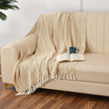 SASHAA WORLD Striped Super Soft & Breathable Throw Blanket | Throw Blanket for Living Room, Bed, Sofa & Chair | Yellow Throw Blanket | 200 x 150 cm Kafalo