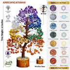 7 Chakra Crystal Tree 300 Beads – Original Natural Gemstones, Healing Bonsai Money Tree of Life for Home Decor, Vastu, Reiki, Feng Shui, Positive Energy, Prosperity & Good Luck