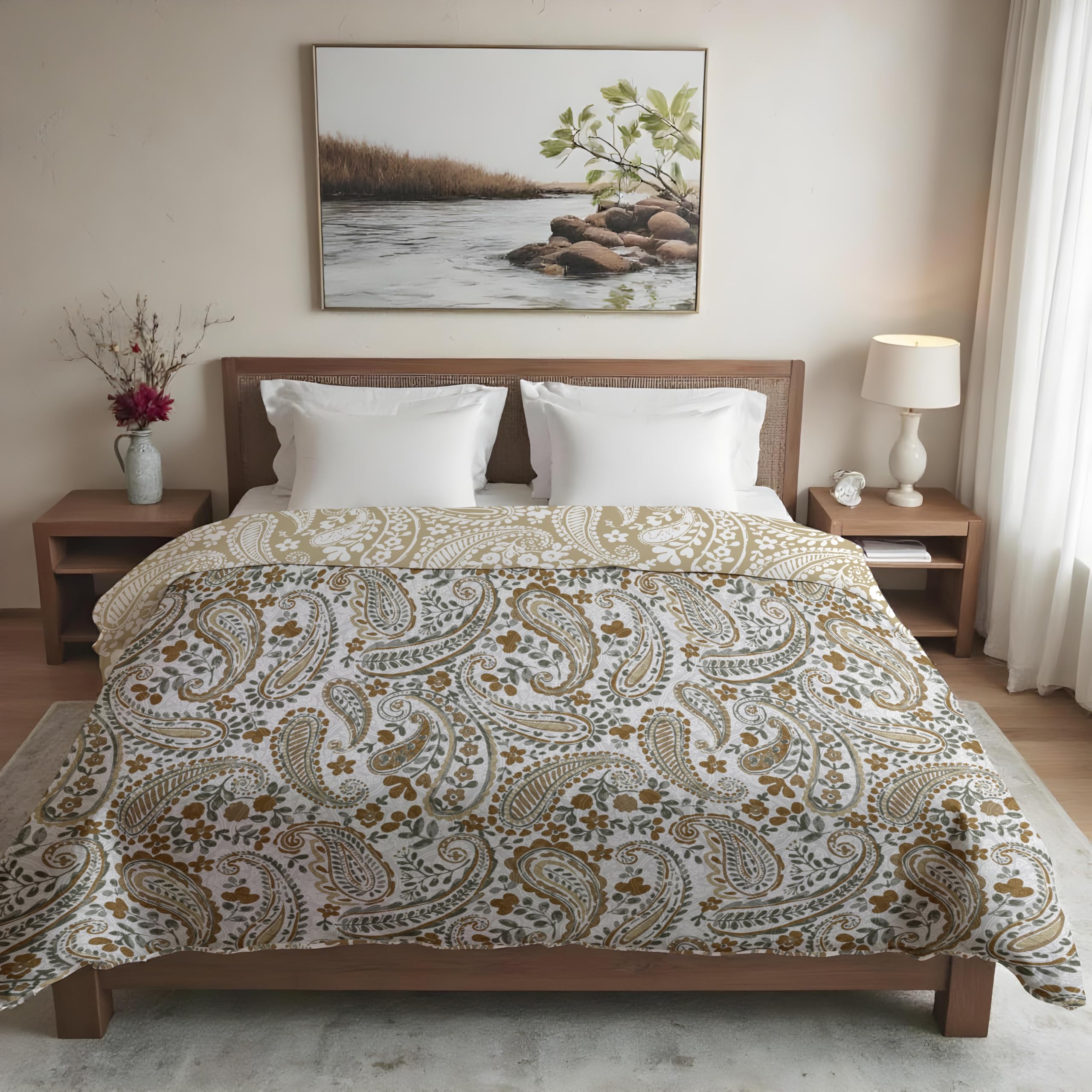 Wakefit Essentials All Season Dohar | Single(88x56 Inch) | 110 GSM | 100% Cotton | Reversible Design | AC Blanket | Aura, Multicolor Kafalo