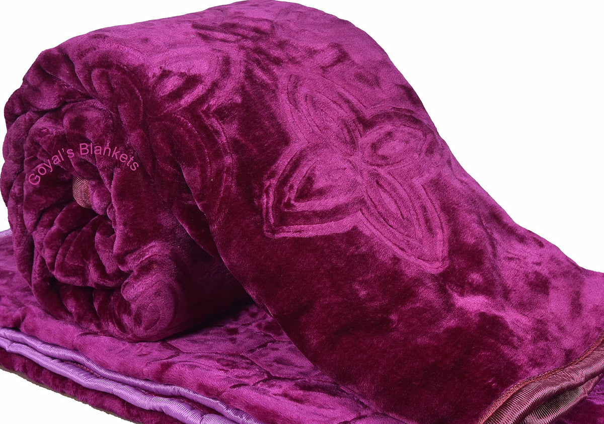 Goyal's Super Soft Mink Single Bed Blanket 500 TC, 63 X 85 Size | Weight 1.4 KG - Wine