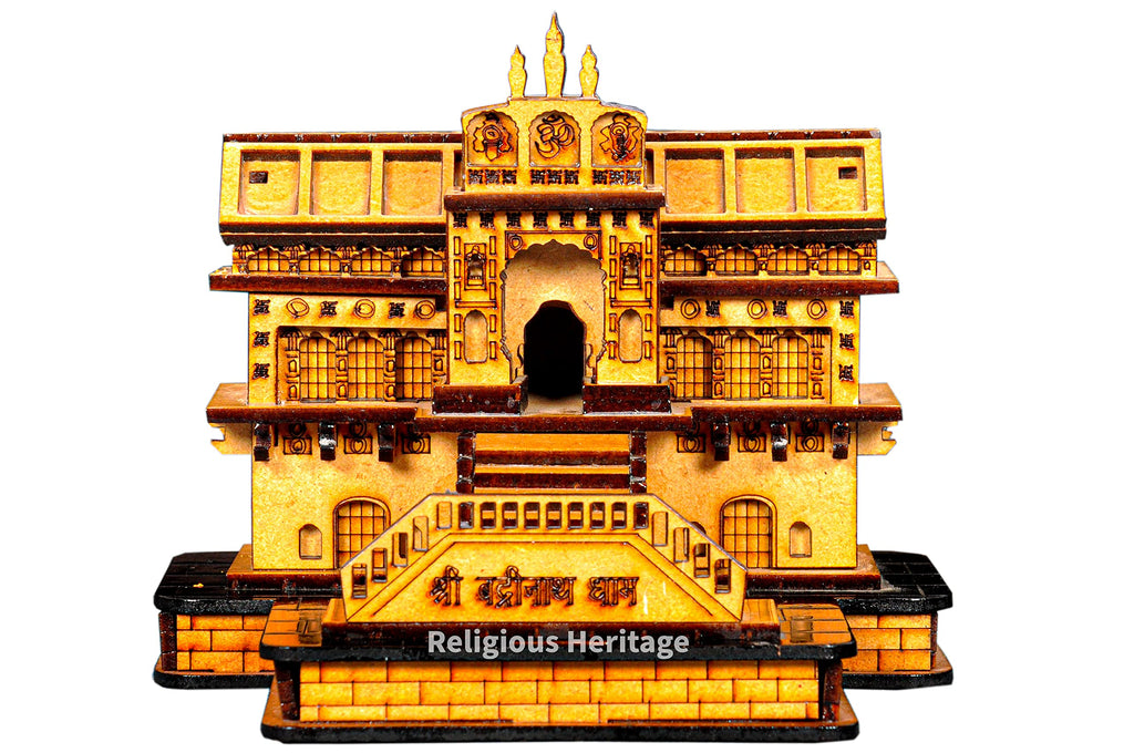 Religious Heritage Badrinath Temple in Wood 3D Big Size (Brown)