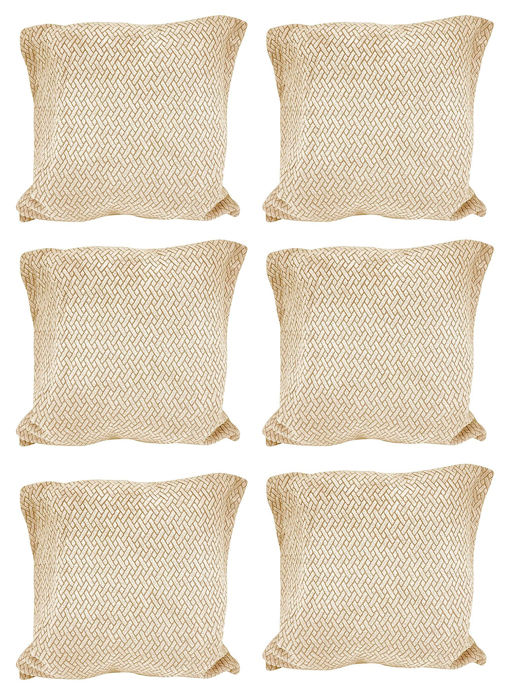 House of Quirk Polar Fleece Fabric Cushion Cover with Zipper Pack of 6 (Cream, 45 x 45 cm)