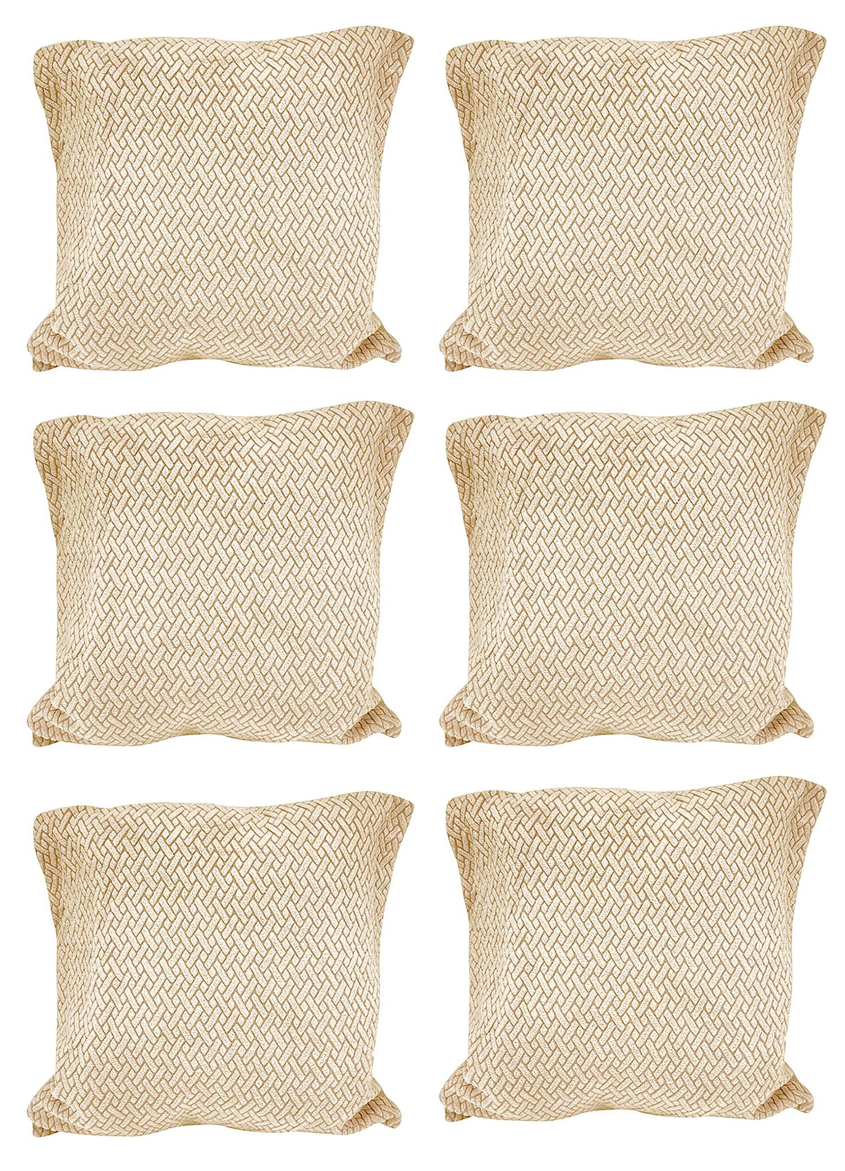 House of Quirk Polar Fleece Fabric Cushion Cover with Zipper Pack of 6 (Cream, 45 x 45 cm)