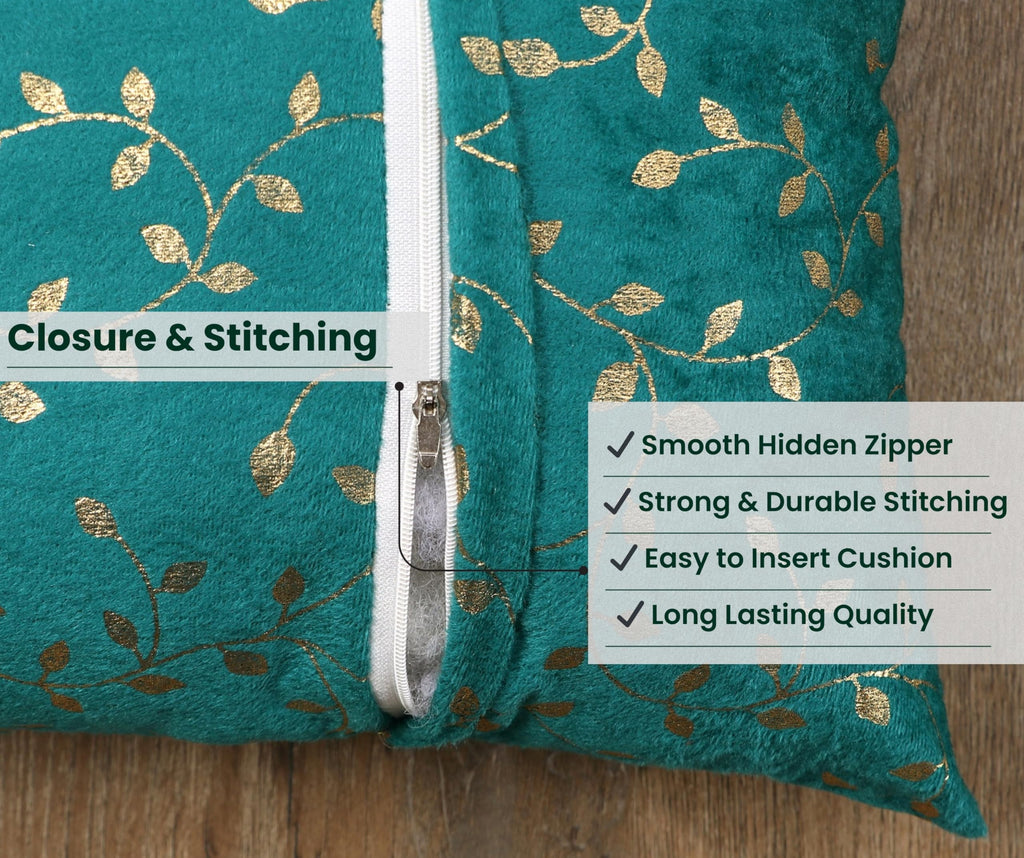 RD TREND® Velvet Rectangular 12x18 Inches Cushion Covers Set of 2 | Throw Pillow Covers for Sofa, Bed & Living Room | Perfect for Home Décor Sea Green